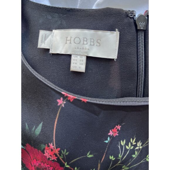 Hobbs Chloe Black Floral Print Long Sleeve Midi Dress Fully Lined Size 6 Excelle - Picture 6 of 8